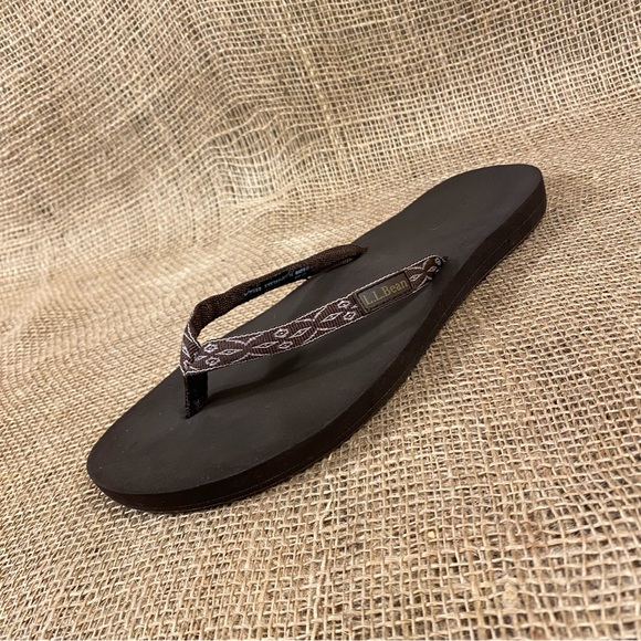 LL Bean Flip Flops Sandals  Thong Slides Brown Size 9 - Picture 2 of 10